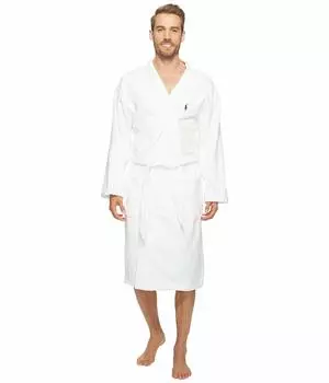 Мужской халат-кимоно Polo Ralph Lauren Plain Velor, белый, размер X-Large белый