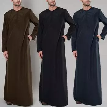 Мужской халат с длинными рукавами в Саудовской Аравии, мусульманское платье в Рамадан, средняя исламская одежда с капюшоном S чёрный