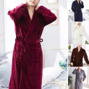 Мужской халат с удобными флисовыми карманами для отеля L белый