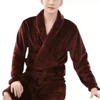 Мужской халат с удобными флисовыми карманами для отеля 3XL темно-синий