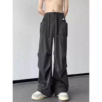 Мужской хип-хоп свободный прямой комбинезон с карманами - европейская и американская уличная мода M