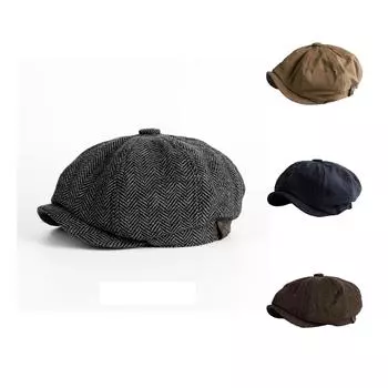 Мужской хлопковый берет с козырьком газетчика, плоская кепка, уличная повседневная удобная шляпа таксиста M