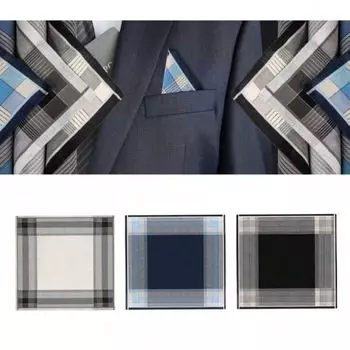 Мужской хлопковый носовой платок Хлопковый носовой платок Деловой кэжуал Гингем Мягкий клетчатый носовой платок Мягкое впитывающее пот маленькое квадратное полотенце Peiru: One for each of the three models