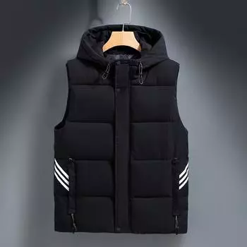 Мужской хлопковый жилет для пары осень-зима теплый жилет жилет ветрозащитный жилет рабочий без рукавов утолщенный модный жакет L чёрный