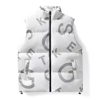 Мужской хлопковый жилет, мужской, осенне-зимний, молодежный, городской, с принтом, повседневный, с воротником-стойкой, мужской M розовый