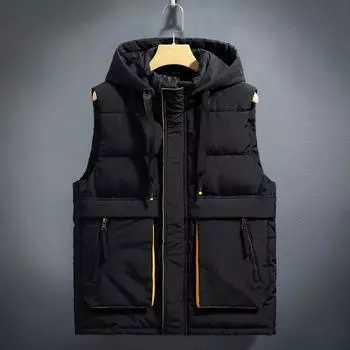 Мужской хлопковый жилет мужской осенне-зимний утолщенный модный жилет модный бренд верхняя одежда безрукавный жилет жилет в стиле милитари куртка L чёрный