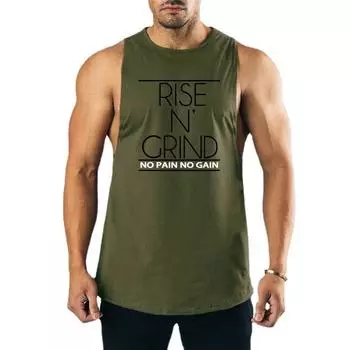 Мужской хлопковый жилет с круглым вырезом и принтом Do The Work, летний дышащий спортивный облегающий жилет для занятий спортом в тренажерном зале, бодибилдингом и фитнесом M армия зеленый