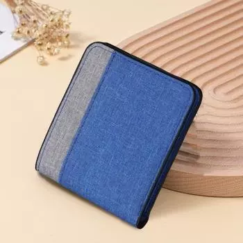 Мужской холщовый кошелек с многослойными кассетами, держателем удостоверения личности, контрастным цветом, прочной строчкой, легкий держатель для карт для повседневного использования, работы, путешествий, покупок чёрный