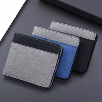 Мужской холщовый кошелек с многослойными кассетами, держателем удостоверения личности, контрастным цветом, прочной строчкой, легкий держатель для карт для повседневного использования, работы, путешествий, покупок чёрный