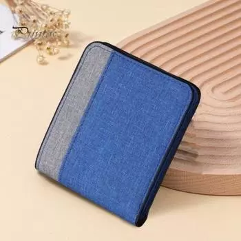Мужской холщовый кошелек с многослойными кассетами, держателем удостоверения личности, контрастным цветом, прочной строчкой, легкий держатель для карт для повседневного использования, работы, путешествий, покупок чёрный