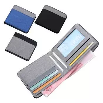 Мужской холщовый кошелек с многослойными кассетами и держателем удостоверения личности, контрастный цвет, прочная строчка чёрный