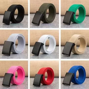 Мужской и женский автоматический модный нейлоновый ремень с пряжкой в стиле милитари, парусиновый ремень чёрный