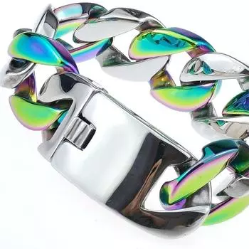 Мужской и женский браслет-цепочка из нержавеющей стали 24 мм, ювелирные изделия 17cm