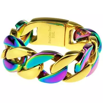 Мужской и женский браслет-цепочка из нержавеющей стали 316L цвета радуги 24 мм, ювелирные изделия 17cm