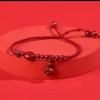 Мужской и женский браслет на щиколотку с натуральными цепочками из киновари и красной веревки, женский браслет на щиколотку для девушки