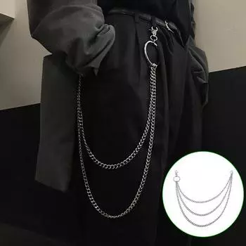 Мужской и женский брелок для ключей, большое кольцо, кошелек, брелок, ювелирные изделия в стиле панк-рок, подарок, джинсы, унисекс, хип-хоп, металлические брюки, цепочка на талию 50cm