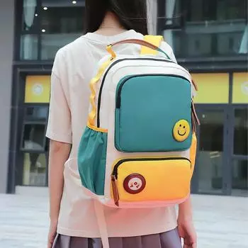 Мужской и женский дорожный рюкзак, большая вместительная сумка для компьютера, школьный рюкзак, рюкзак с изображением улыбающегося лица для студентов колледжа коричневый/красный