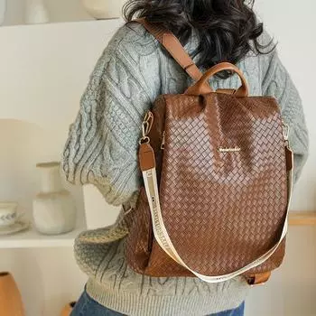 Мужской и женский дорожный рюкзак из искусственной кожи большой емкости, однотонный элегантный рюкзак высокого качества