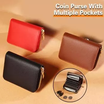 Мужской и женский кошелек, портативный, с несколькими карманами, из искусственной кожи, однотонный, на молнии, орган, держатель для карт, маленький тонкий кошелек для монет, сумка для денег, чехол для покупок