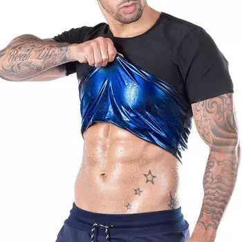 Мужской и женский костюм для сауны, улавливающий тепло, корректирующее белье, утягивающий жилет для тела, стройный сауны, компрессионный термальный топ, рубашка для фитнеса и тренировок XXXXL чёрный