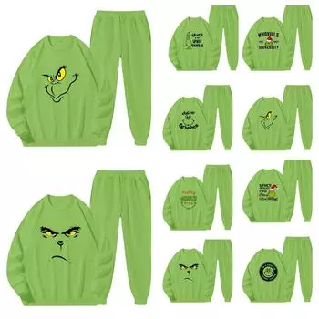 Мужской и женский костюм с длинным рукавом и круглым вырезом с принтом Glitch, толстовка с капюшоном и штаны M