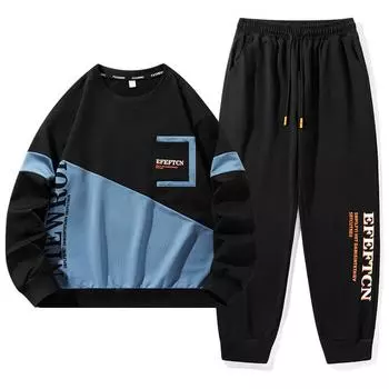 Мужской и женский красивый модный повседневный спортивный костюм для пары, весенне-осенняя толстовка с круглым вырезом, комплект из двух предметов 2XL
