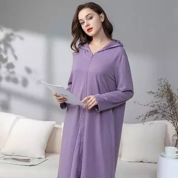 Мужской и женский летний банный халат на молнии, пижама для пары, пижама с капюшоном, тонкая мягкая удобная пижама, длинная ночная рубашка M