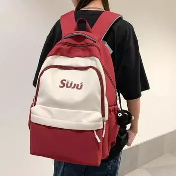 Мужской и женский нейлоновый рюкзак с буквенным принтом, школьный рюкзак для школьников чёрный