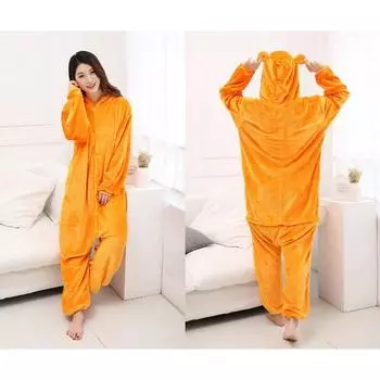 Мужской и женский осенне-зимний теплый халат с изображением животных из мультфильмов, домашняя одежда с капюшоном, фланелевая домашняя одежда для пар S