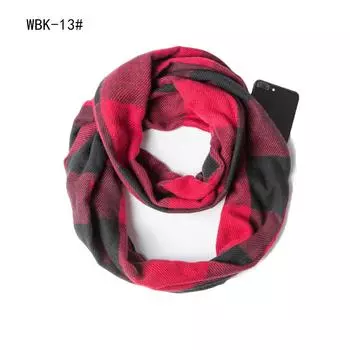 Мужской и женский осенне-зимний теплый пуловер шейный платок модный клетчатый шарф на молнии с карманом для пар