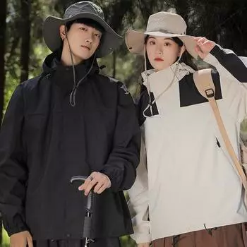 Мужской и женский плащ, водонепроницаемый, устойчивый к дождю, ветрозащитный, спортивная куртка в стиле пэчворк, воротник-стойка, капюшон, застежка-молния M слоновая кость