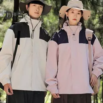 Мужской и женский плащ, водонепроницаемый, ветрозащитный, спортивный, в стиле пэчворк, воротник-стойка, капюшон, молния, дизайн, унисекс M армия зеленый