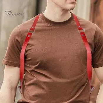 Мужской и женский ремень в стиле панк, регулируемый ремень из искусственной кожи с пряжками, аксессуар для одежды красный