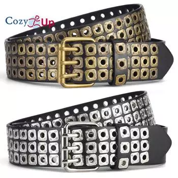 Мужской и женский ремень Willow Hollow Air Eye в стиле панк из ПУ 110*3.8cm белый