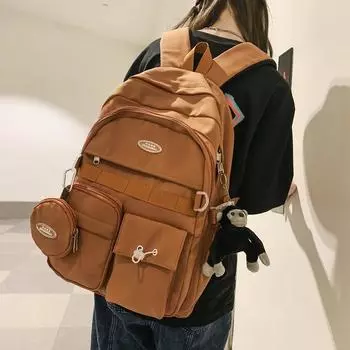 Рюкзак большой емкости с множественными карманами, сверхпрочный рюкзак для ноутбука, повседневная школьная и дорожная сумка в стиле преппи чёрный