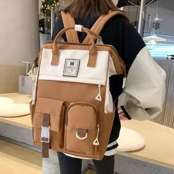 Мужской и женский рюкзак, компьютерная сумка, нейлоновая школьная сумка для учащихся средней школы чёрный