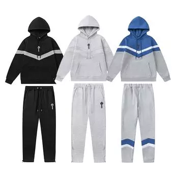 Мужской и женский спортивный костюм с длинными рукавами и длинными брюками из двух предметов L чёрный