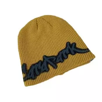 Мужской и женский стиль модный хипстер универсальный осенне-зимний мешок голова холодная шапка уличная ретро контрастный цвет буква вязаная шапка M56-58cm чёрный