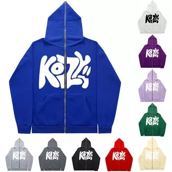 Мужской и женский свитер на молнии во всю длину, осенне-зимний флисовый кардиган с буквенным принтом, куртка-свитер XXL красный