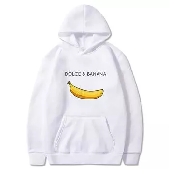 Мужской и женский свитер с принтом «Банана» Модный флисовый пуловер Удобное уличное повседневное спортивное пальто с капюшоном S