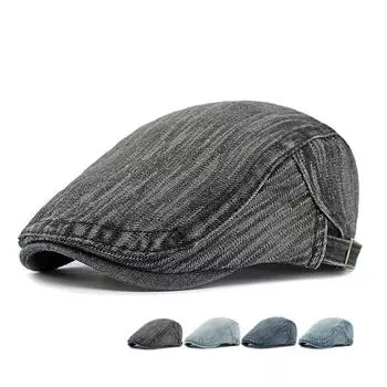Мужской и женский тонкий дышащий джинсовый берет на весну и лето, британская винтажная кепка, кепка вперед, кепка газетчика для мужчин темно-синий