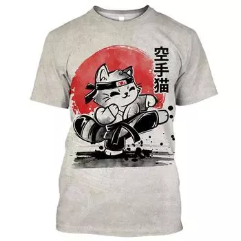Мужской и женский топ с рисунком самурая, футболки с 3D принтом, повседневные забавные футболки в стиле Харадзюку, крутая уличная футболка с короткими рукавами XL