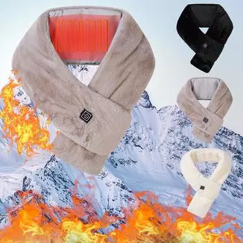 Мужской и женский USB-умный шарф с умной зарядкой для шеи и плеч, зимний холодный и теплый шарф с подогревом One Size чёрный