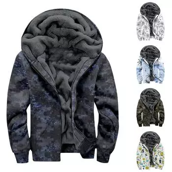 Мужской индивидуальный повседневный свитер на молнии с длинным рукавом и принтом, толстый хлопковый костюм, зимний костюм M серый