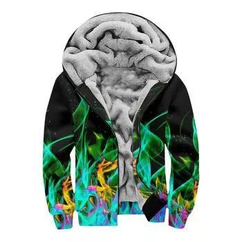 Мужской индивидуальный повседневный свитер на молнии с длинным рукавом и принтом, толстый хлопковый костюм, зимний костюм XXXL фиолетовый