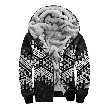 Мужской индивидуальный повседневный свитер на молнии с длинным рукавом и принтом, толстый хлопковый костюм, зимний костюм XL