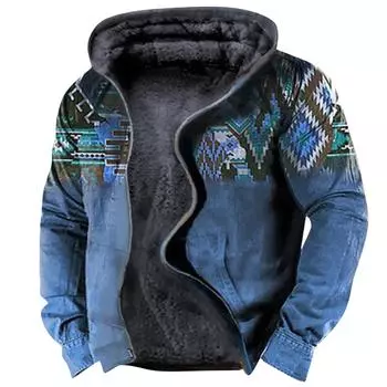 Мужской индивидуальный повседневный свитер на молнии с длинным рукавом и принтом, толстый хлопковый костюм, зимний костюм XL коричневый