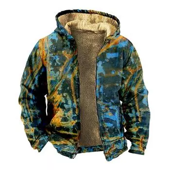 Мужской индивидуальный повседневный свитер на молнии с длинным рукавом и принтом, толстый хлопковый костюм, зимний костюм M зелёный