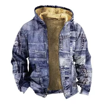 Мужской индивидуальный повседневный свитер на молнии с длинным рукавом и принтом, толстый хлопковый костюм, зимний костюм M винный