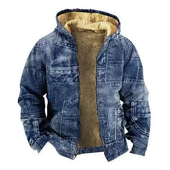 Мужской индивидуальный повседневный свитер на молнии с длинным рукавом и принтом, толстый хлопковый костюм, зимний костюм S